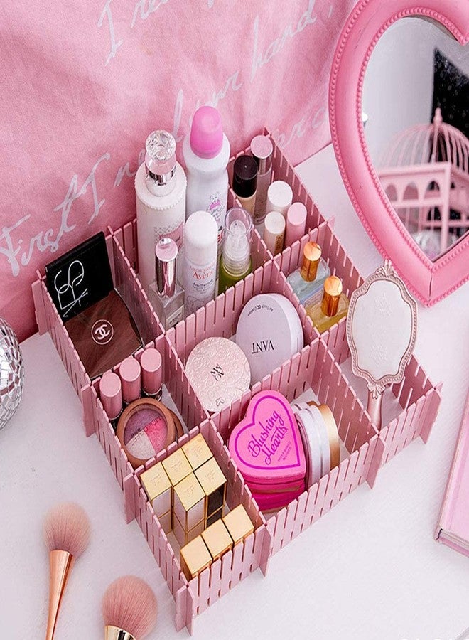 LEAWALL Adjustable Grid Drawer Dividers, Drawer Organizer Dividers for Socks, Underwear, Lingerie, Makeup, Lipstick, Kitchen | Household Storage Thickening Sub-Grid Finishing Shelves for Home Tidy Closet | Pink | 4 Straps - Image 3